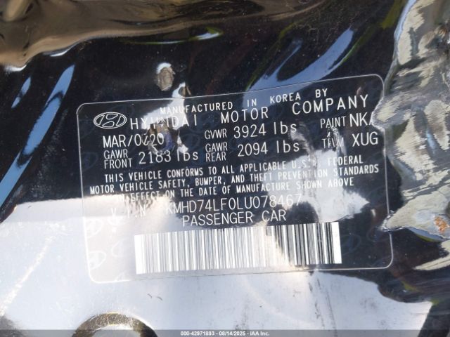 2020 HYUNDAI ELANTRA KMHD74LF0LU078467 Photo 8