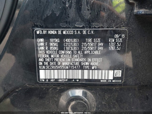 3CZRU5H55GM715477 Honda r18z9