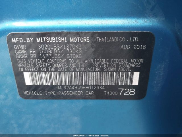 2017 MITSUBISHI MIRAGE ML32A4HJ9HH012934 Photo 8