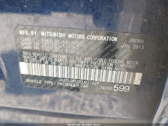 2013 MITSUBISHI LANCER JA32U2FU2DU021027 Photo 8