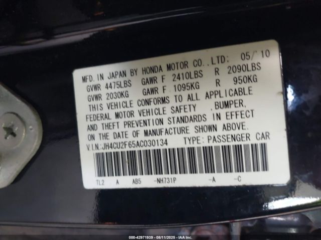 2010 ACURA TSX JH4CU2F65AC030134 Photo 8