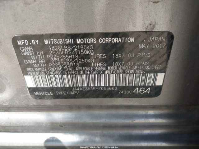 2017 MITSUBISHI OUTLANDER JA4AZ3A35HZ055663 Photo 8