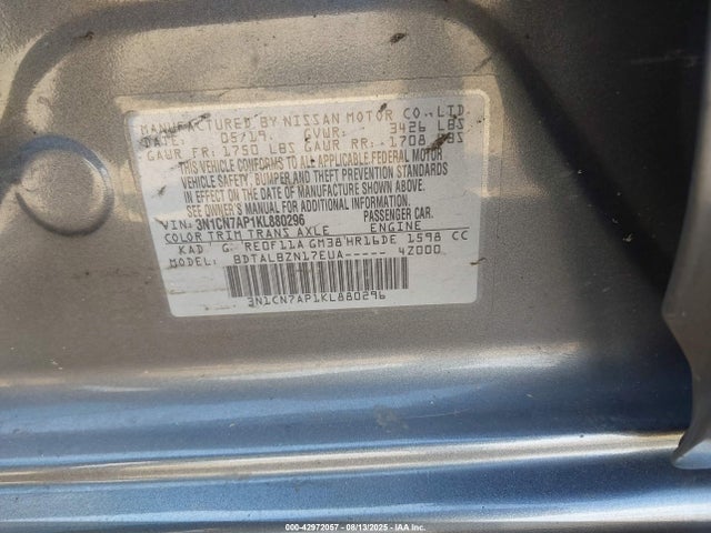 Nissan 2019 2019 3N1CN7AP1KL880296 Image 9