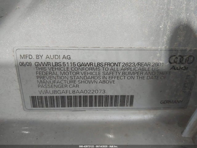 2010 AUDI S4 WAUBGAFL8AA022073 Photo 8