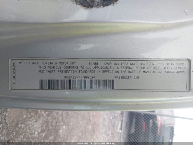 2001 AUDI TT TRUUT28N111002524 Photo 8