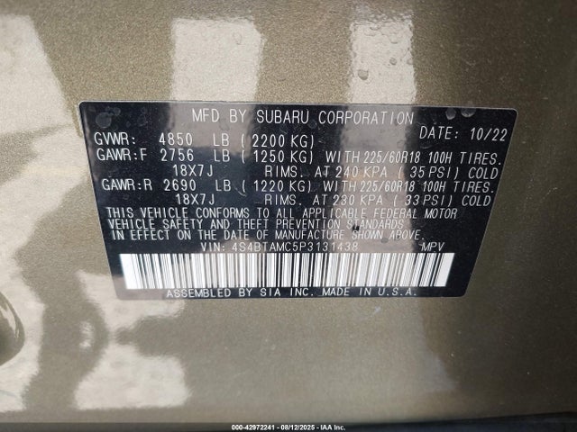 4S4BTAMC5P3131438 Subaru na, u5