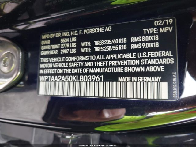 2019 PORSCHE MACAN WP1AA2A50KLB03961 Photo 8