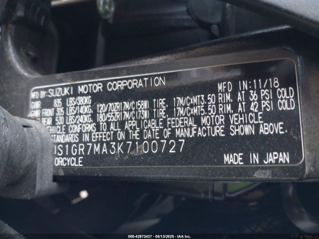 2019 SUZUKI GSX-R750 JS1GR7MA3K7100727 Photo 9