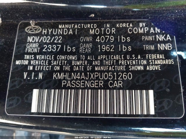 KMHLN4AJXPU051260 Hyundai gdi kappa