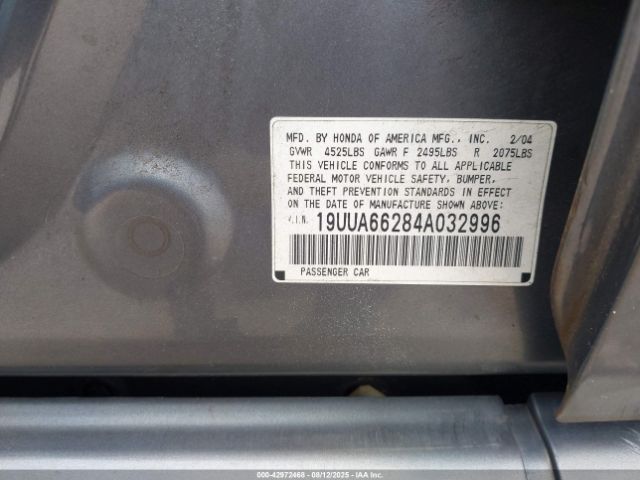 2004 ACURA TL 19UUA66284A032996 Photo 8