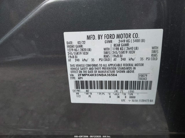 Ford gtdi 2022 2FMPK4K93NBA36584 Image 9