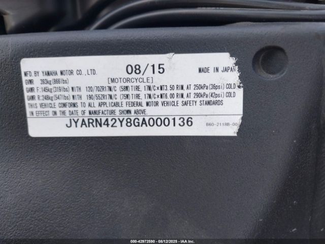 2016 YAMAHA YZFR1S JYARN42Y8GA000136 Photo 9