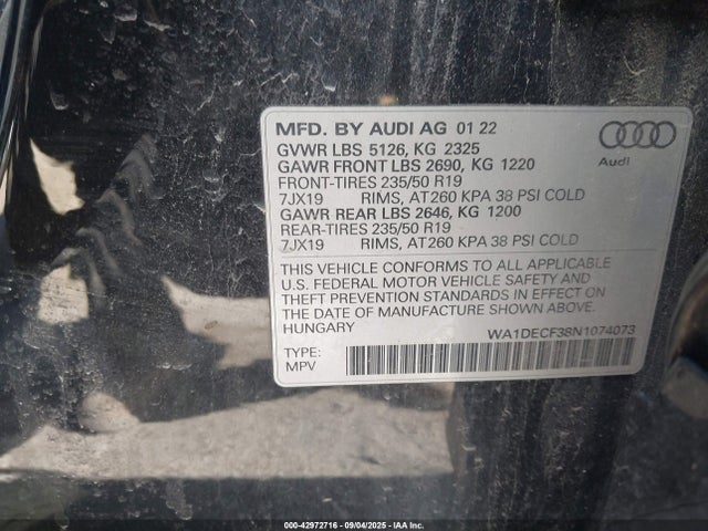 2022 AUDI Q3 WA1DECF38N1074073 Photo 8