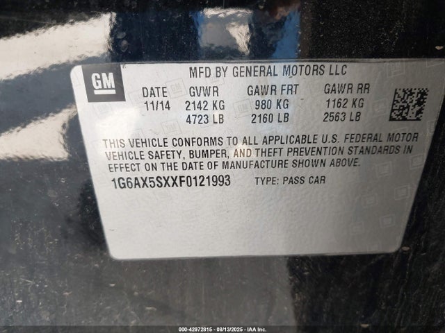 2015 CADILLAC CTS 1G6AX5SXXF0121993 Photo 8