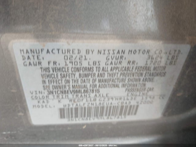 Nissan 2021 2021 3N1CN8EV9ML867815 Image 9