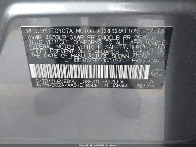 Lexus 2gr-fse 2014 JTHBE1D27E5003157 Image 9