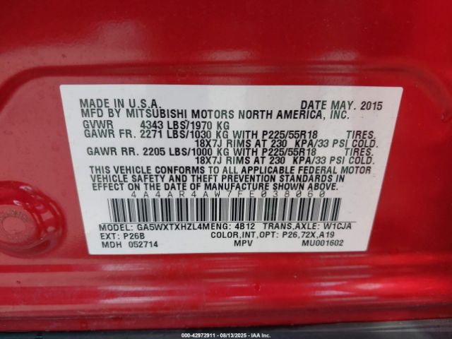 2015 MITSUBISHI OUTLANDER SPORT 4A4AR4AW7FE038060 Photo 8