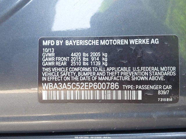 BMW 328I 2014 WBA3A5C52EP600786 Image 9