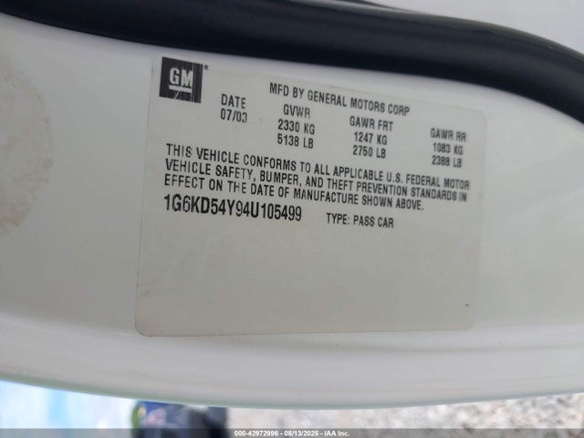 2004 CADILLAC DEVILLE 1G6KD54Y94U105499 Photo 8