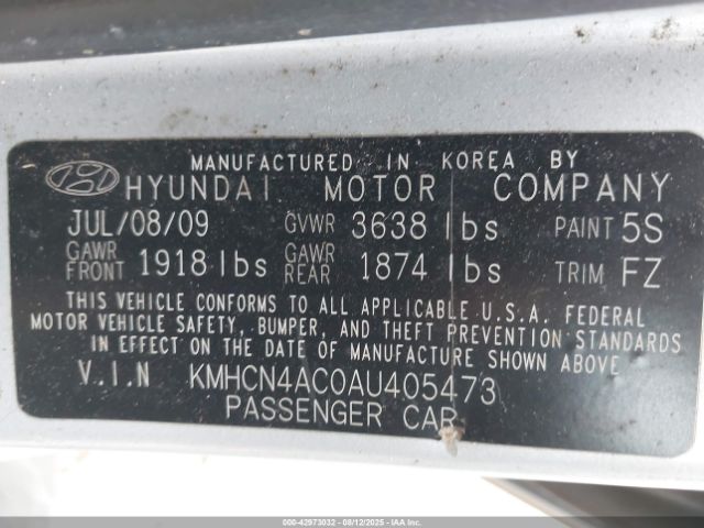 2010 HYUNDAI ACCENT KMHCN4AC0AU405473 Photo 8