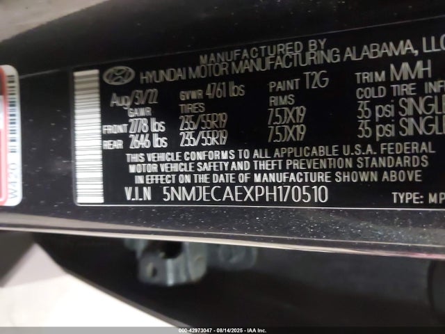 Hyundai gdi theta iii 2023 5NMJECAEXPH170510 Image 9