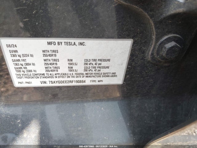 2024 TESLA MODEL Y 7SAYGDEE2RF190864 Photo 8