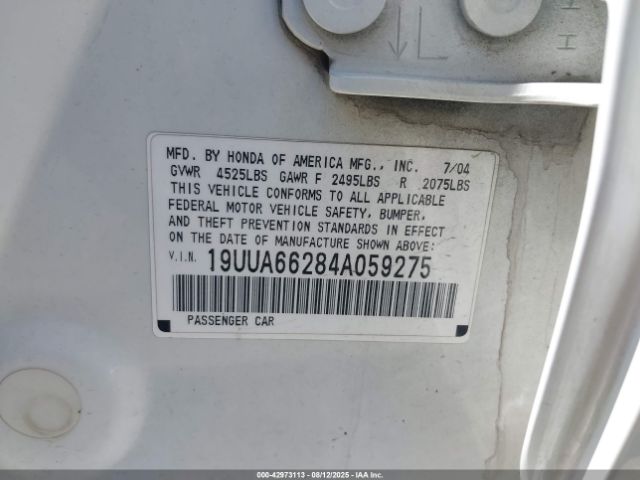 2004 ACURA TL 19UUA66284A059275 Photo 8