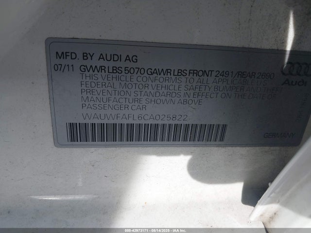 2012 AUDI A4 WAUWFAFL6CA025822 Photo 8