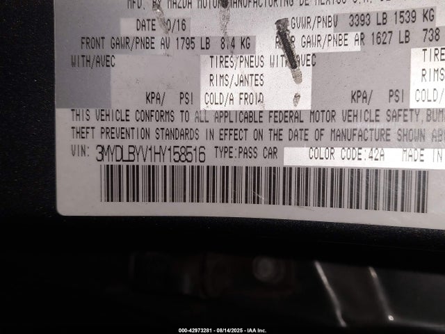 3MYDLBYV1HY158516 Toyota p5v