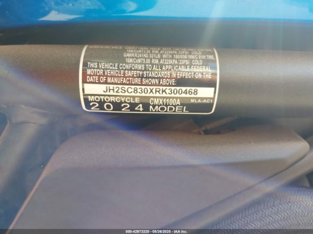 2024 HONDA CMX1100 JH2SC830XRK300468 Photo 9