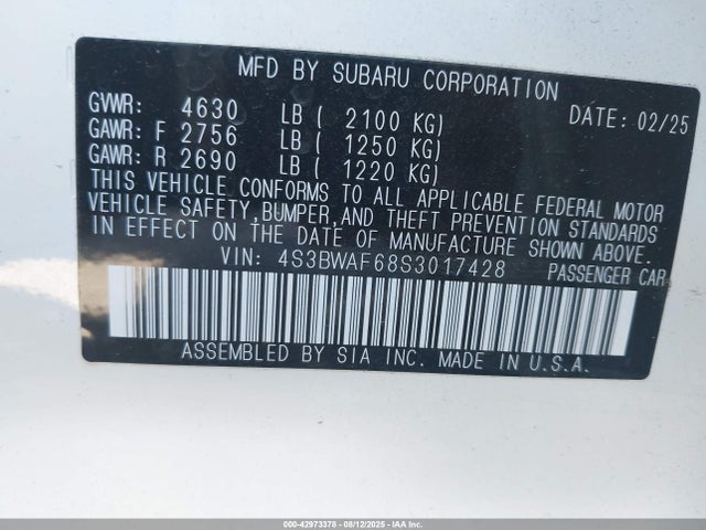 4S3BWAF68S3017428 Subaru na, u5