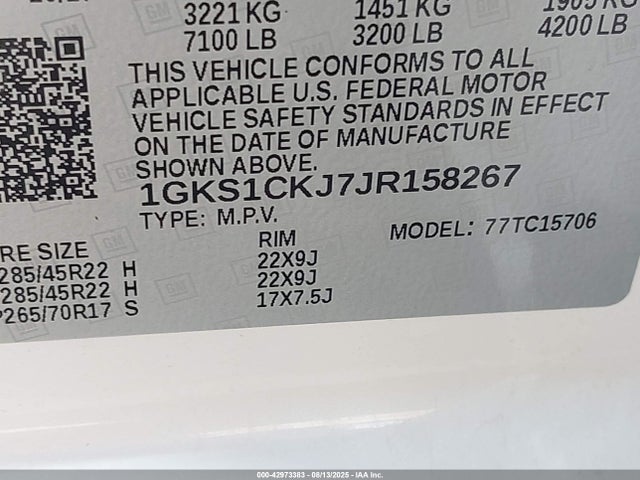1GKS1CKJ7JR158267 GMC l86 - spark ignited direct injection, variable valve timing, afm, e85max, alum