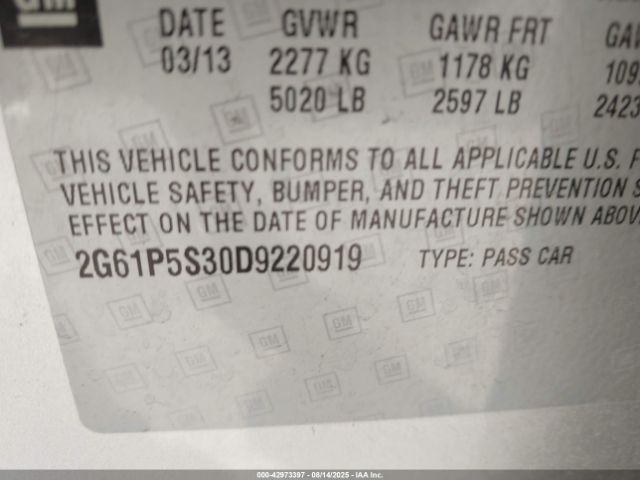 2013 CADILLAC XTS 2G61P5S30D9220919 Photo 8