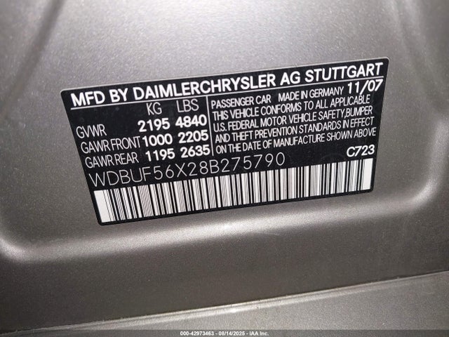 Продаж на аукціоні авто 2008 Mercedes-benz E 350, vin: WDBUF56X28B275790, номер лоту: 42973463