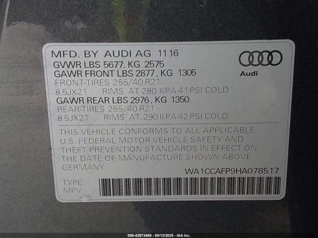 2017 AUDI SQ5 WA1CCAFP9HA078517 Photo 8