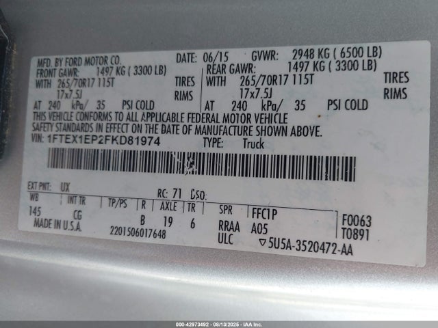 Ford F-150 2015 1FTEX1EP2FKD81974 Image 9