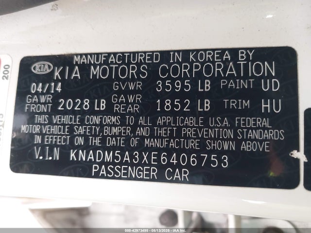 KIA dohc gamma 2014 KNADM5A3XE6406753 Image 9
