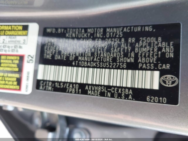 Toyota a25a-fxs 2025 4T1DBADK5SU522756 Image 9