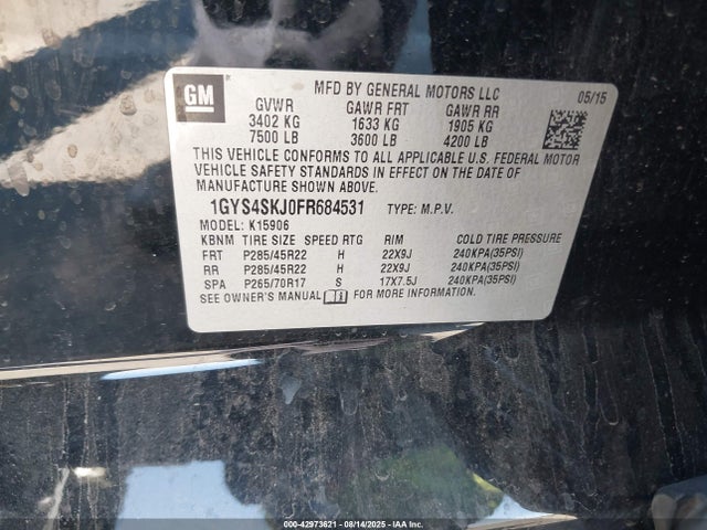 1GYS4SKJ0FR684531 Cadillac l86 - vvt, afm, e85 max, aluminum