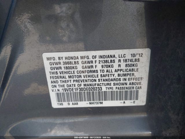 2013 ACURA ILX 19VDE1F30DE020233 Photo 8