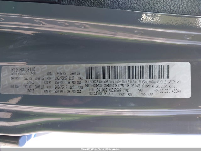 1C4HJXDG1KW537606 Jeep 2019