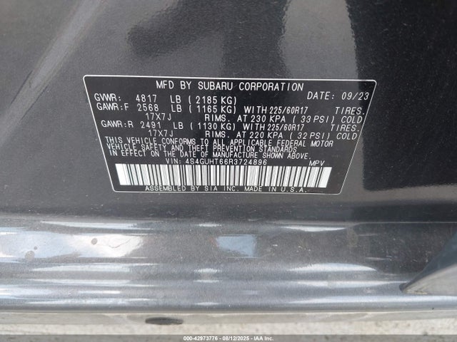 4S4GUHT66R3724896 Subaru na