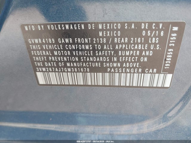 3VW267AJ7GM381678 Volkswagen 1.4t