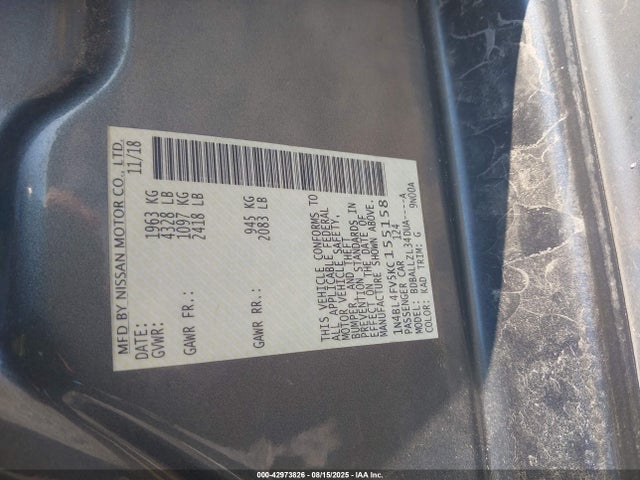 Nissan Altima 2019 1N4BL4FV5KC155158 Image 9