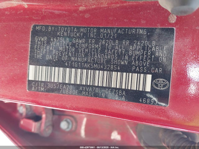 4T1G11AK5MU432854 Toyota a25a-fks