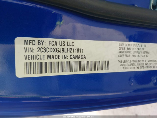 Dodge Charger 2020 2C3CDXGJ9LH211811 Image 9