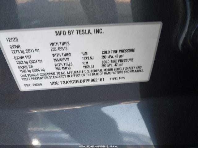 2023 TESLA MODEL Y 7SAYGDEDXPF962161 Photo 8