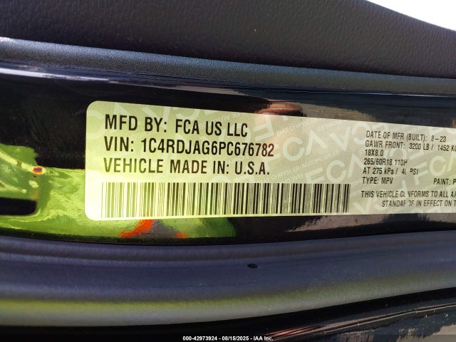 Dodge Durango 2023 1C4RDJAG6PC676782 Image 9