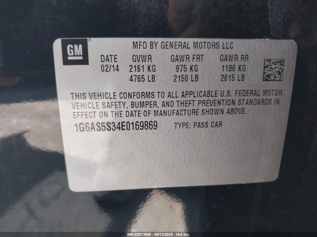 2014 CADILLAC CTS 1G6AS5S34E0169869 Photo 8