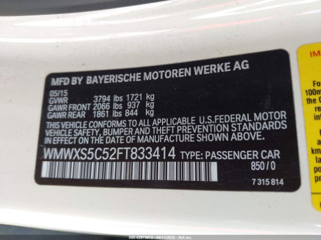 2015 MINI HARDTOP WMWXS5C52FT833414 Photo 8